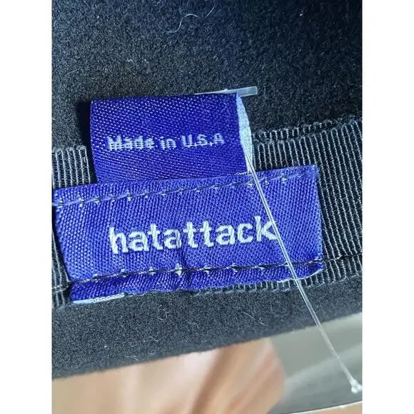 NWT Hat Attack Womens 100% Wool Felt Brimmed Fedora Leather Trim Black Hat - Picture 10 of 12